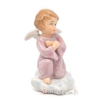 Angyal - 11cm - porcelán - rózsaszín