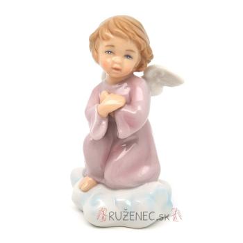 Angyal - 11cm - porcelán - rózsaszín