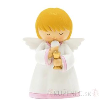 Angyal + kehely - Elsőáldozásra - rózsaszín - 8cm