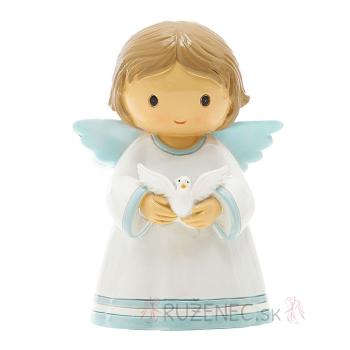 Őrangyal galambbal - 8cm - kék