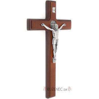 Fa kereszt 23cm - Szent Benedek - barna