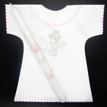 Keresztelési csomag - gyertya + kising rózsaszín 