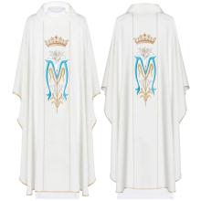 Fehér hímzett miseruha Mária monogram + liliom