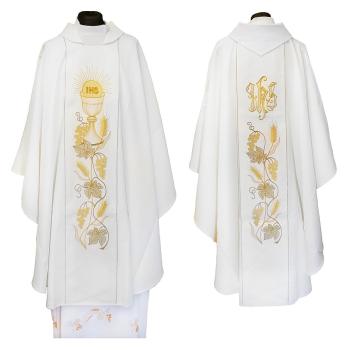 Fehér hímzett miseruha - Oltáriszentség mintával