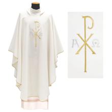 <br>Fehér hímzett miseruha A + Omega + Px hímzéssel
