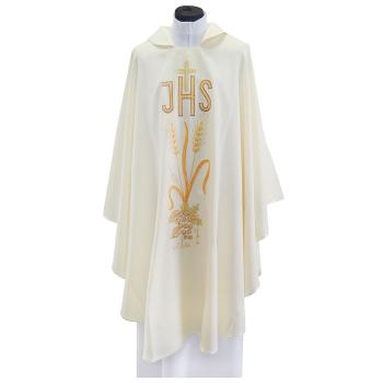 <br>Fehér hímzett miseruha IHS + kalász