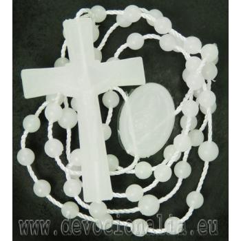 Fehér-világító zsinóros rózsafüzér