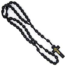 Zsinóros rózsafüzér fekete 7x10mm-es fagolyókból