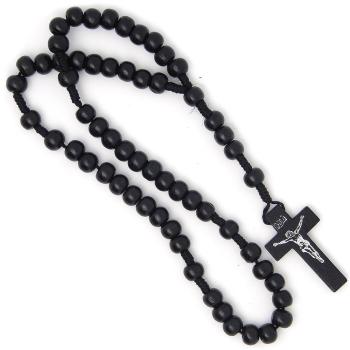 Zsinóros rózsafüzér fekete 7mm-es fagolyókból