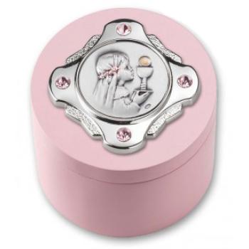Rózsafüzértartó díszdoboz Swarovski strasszkövekkel - rózsaszín