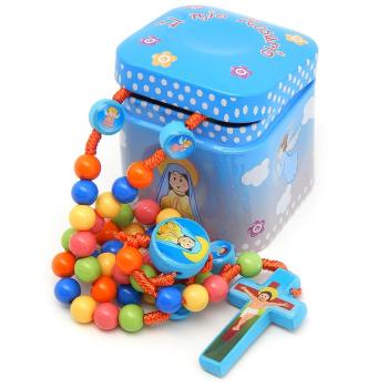 Gyermek rózsafüzér  fémdobozban