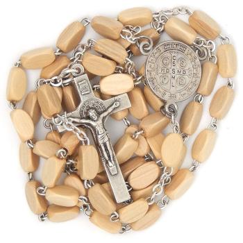 Fa rózsafüzér - 6x9mm naturszín gyöngyökből