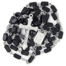 Fa rózsafüzér - 5x8mm-es fekete fa gyöngyökből