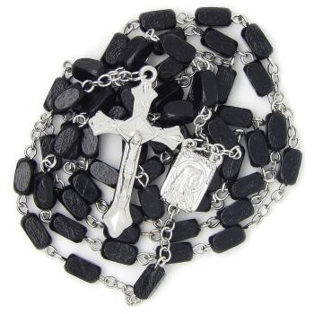 Fa rózsafüzér - 5x8mm-es fekete fa gyöngyökből