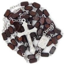 Fa rózsafüzér - 5x8mm-es sötétbarna fa gyöngyökből