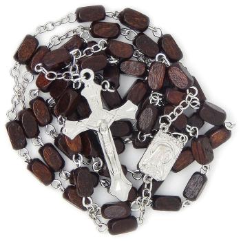 Fa rózsafüzér - 5x8mm-es sötétbarna fa gyöngyökből