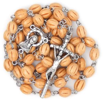 Fa rózsafüzér - 6x8mm naturszín gyöngyökből