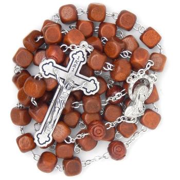 Fa rózsafüzér - 8mm-es világosbarna gyöngyökből