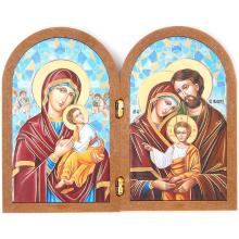 Kétoldalas plakett 12x9.5cm - Szent család + Mindenkor segítő Sz
