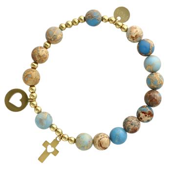 Exkluzív rózsafüzér karkötő - kék császár jáspis gyöngyök