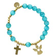 Exkluzív rózsafüzér karkötő - kék szelenit gyöngyök