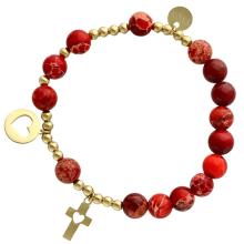 Exkluzív rózsafüzér karkötő - vörös császár jáspis gyöngyök