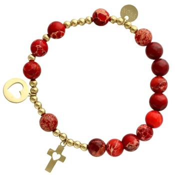 Exkluzív rózsafüzér karkötő - vörös császár jáspis gyöngyök