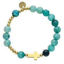 Exkluzív rózsafüzér karkötő - kék sárkány achát gyöngyök