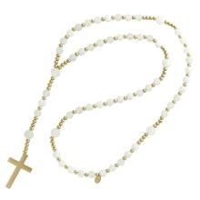 Exkluzív rózsafüzér rugalmas zsinóron - fehér achát gyöngyök