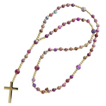 Exkluzív rózsafüzér rugalmas zsinóron - lila császár jáspis gyöngyök