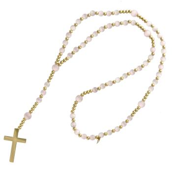 Exkluzív rózsafüzér rugalmas zsinóron - macskaszem gyöngyök - rózsaszín