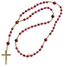 Exkluzív rózsafüzér rugalmas zsinóron - rózsaszín tigrisszem gyöngyök