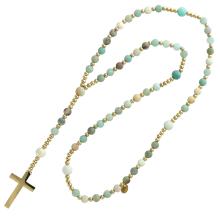 Exkluzív rózsafüzér rugalmas zsinóron - amazonit gyöngyök