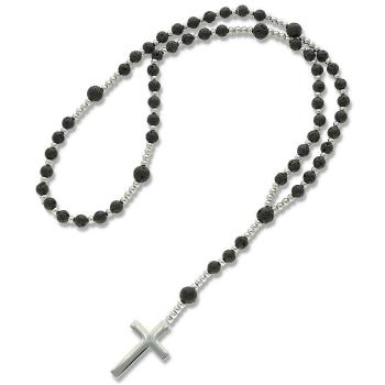 Exkluzív rózsafüzér rugalmas zsinóron - lávakő gyöngyök