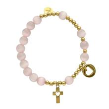 <br>Exkluzív rózsafüzér karkötő - macskaszem gyöngyök - rózsaszín