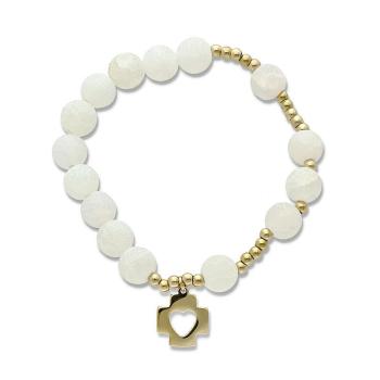 Exkluzív rózsafüzér karkötő - fehér achát gyöngyök