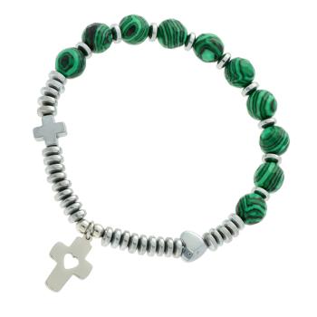 Exkluzív rózsafüzér karkötő - malachit gyöngyök (utánzat)