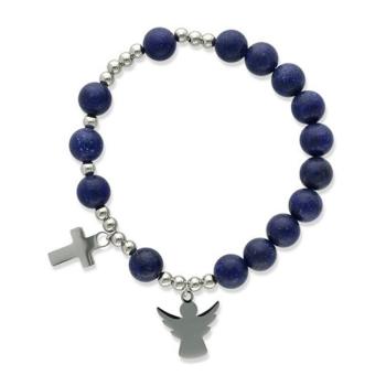 Exkluzív rózsafüzér karkötő - kék jadeit gyöngyök