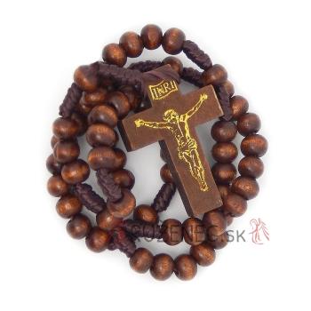 Zsinóros rózsafüzér sötétbarna 5mm-es fagolyókból - 4552