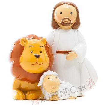 Jézus - oroszlán + bárány - 8 cm