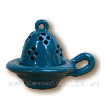 Tömjén füstölő - kerámia - kék zománc