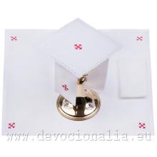 Miséző textil garnitúra piros kereszt mintával