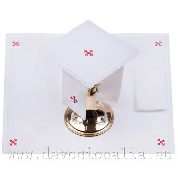 Miséző textil garnitúra piros kereszt mintával