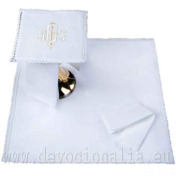 Miséző textil garnitúra fehér IHS mintával 2