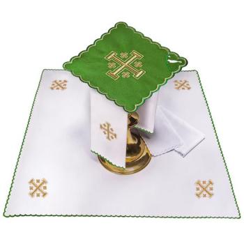 Miséző textil garnitúra kereszt- zöld palla