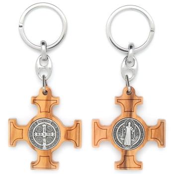 Kulcstartó - Benedek kereszt - olivafa