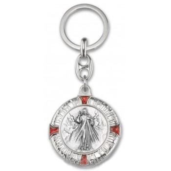 Kulcstartó - Isteni Irgalmasság  éremmel zománcozott