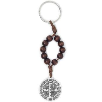 Kulcstartó - rózsafüzér + Benedek éremmel