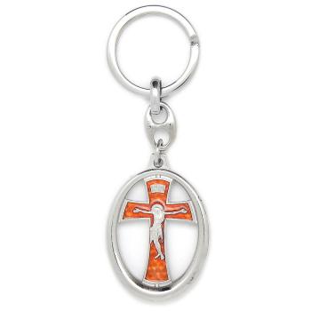 Kulcstartó - kereszttel - zománcozott