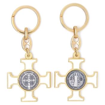 Kulcstartó - Benedek kereszt - fehér